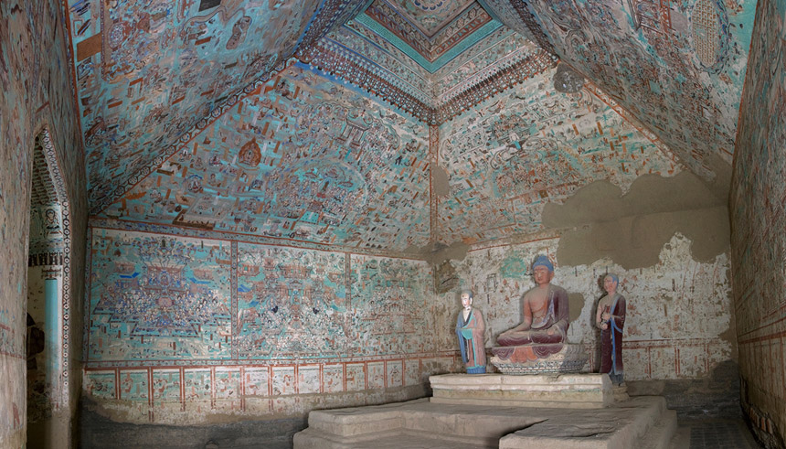 Dunhuang Mogao Caves Interior of Cave 85 from the Tang Dynasty